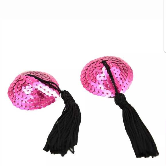 Sequins Heart Shape Tassels Reusable Pasties - Picture 2 of 7